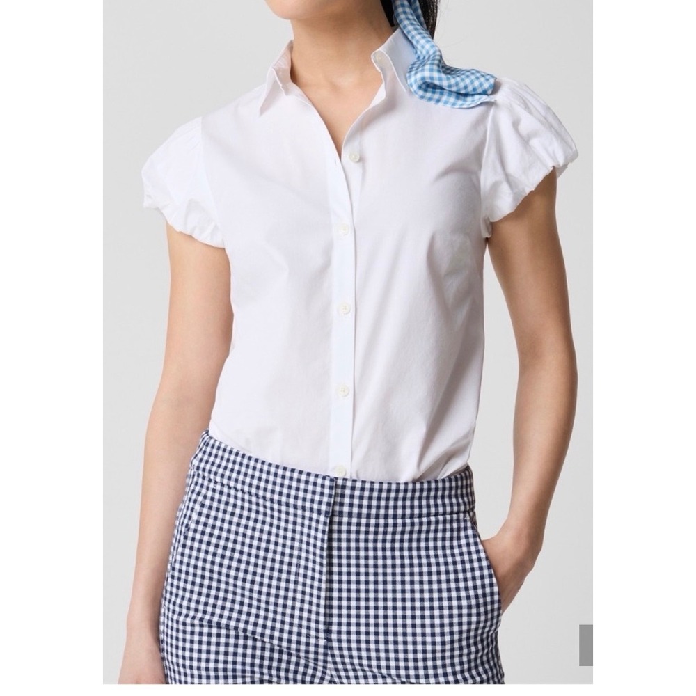 J.Crew Puff-sleeve Button-up Top For Women white money preppy sz S